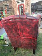 Chesterfield stoel - doorgezakt, maar prima!, Ophalen of Verzenden, Gebruikt, Leer, 75 tot 100 cm