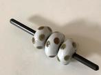 Trollbeads Kest beads, wit met gouden stippen., Sieraden, Tassen en Uiterlijk, Bedels, Ophalen of Verzenden, Zo goed als nieuw