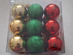 18 gekleurde kerstballen in doos, Diversen, Kerst, Onbekend, Ophalen of Verzenden, Zo goed als nieuw, Onbekend