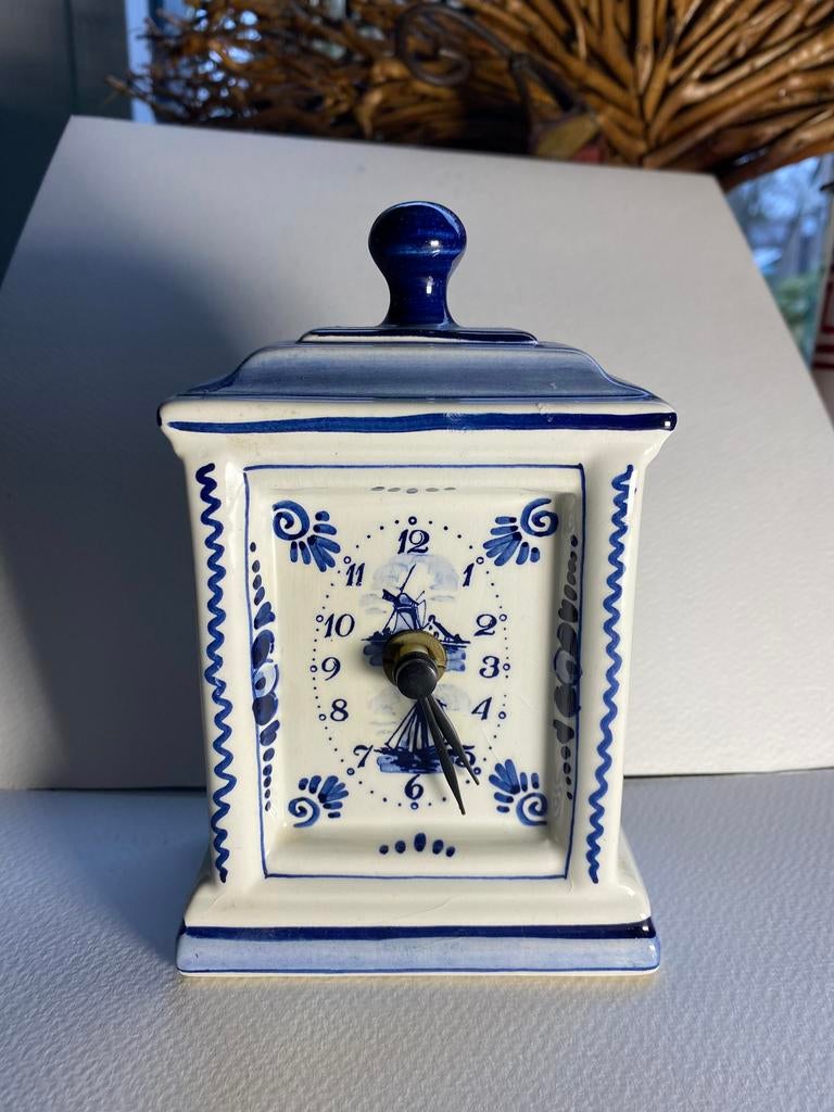 Brocante delfts blauw klokje porselein 15 x 10 x 5 cm, Ophalen of Verzenden