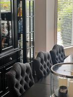 6 Chique Stoelen | Knoopjes | Antraciet BOCX Interiors |, Huis en Inrichting, Stoelen, Ophalen, Gebruikt, Stof, Vijf, Zes of meer stoelen