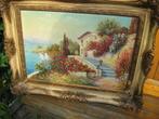 Olieschilderij Villa in Nizza, van Beck in originele lijst, Antiek en Kunst, Ophalen of Verzenden