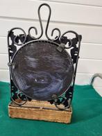 Spiegel met rieten kammen mandje metaal, Huis en Inrichting, Woonaccessoires | Spiegels, Ophalen of Verzenden, 'T Olde Gre-j, Info@toldegrej.nl