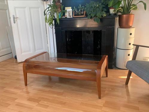Vintage salontafel Deens Design Art Deco hout glas, Huis en Inrichting, Tafels | Salontafels, Zo goed als nieuw, Minder dan 50 cm