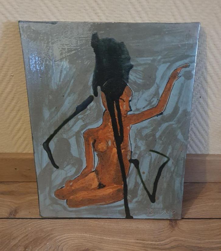 Keramiek Tegel van Thomas Buxo - vrouwelijk naakt, Antiek en Kunst, Antiek | Wandborden en Tegels, Ophalen of Verzenden