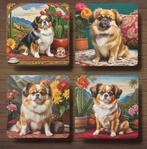 Tibetaanse Spaniël Frida Kahlo onderzetters met houder, Ophalen of Verzenden, Nieuw, Glas of Kopje