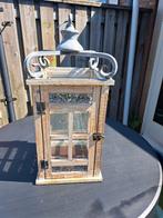 Brocante houten lantaarn met muurbevestiging, Ophalen of Verzenden, Zo goed als nieuw