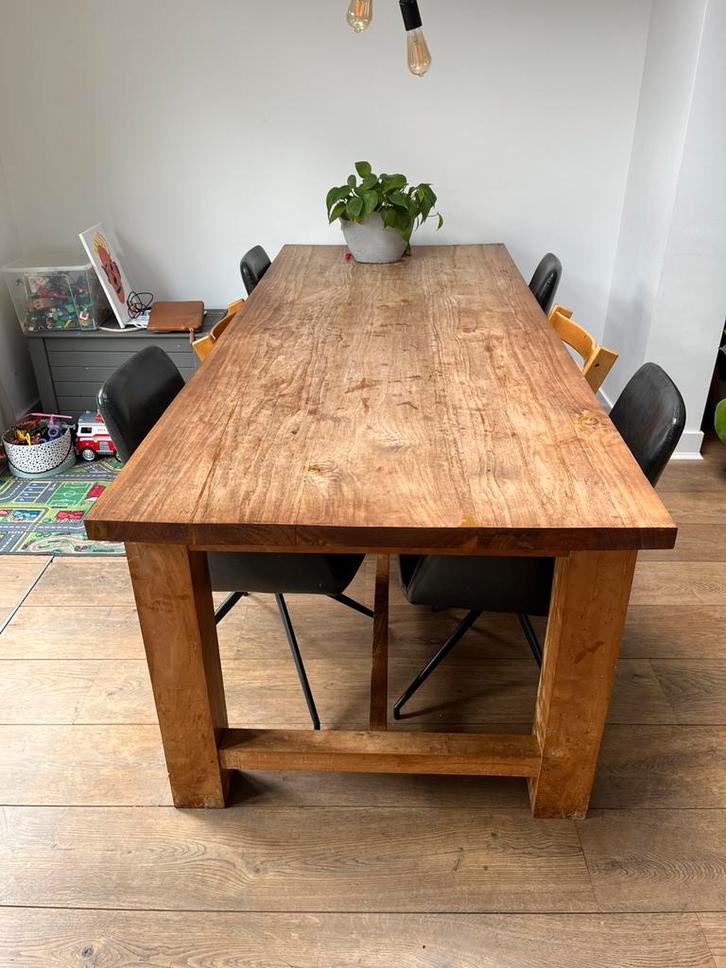 Heerlijk grote teak leeftafel, Huis en Inrichting, Tafels | Eettafels, Gebruikt, 200 cm of meer, Vijf personen of meer, Rechthoekig