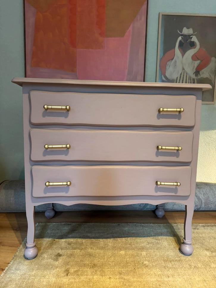 Brocante vintage oude comode, Huis en Inrichting, Kasten | Ladekasten, Zo goed als nieuw, Minder dan 100 cm, 50 tot 100 cm, 25 tot 50 cm