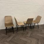 4 Fluwelen Eetkamerstoelen Champagne Beige, Metaal, Overige kleuren, Ophalen of Verzenden, Zo goed als nieuw