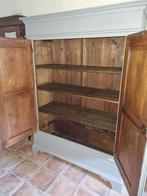 Strakke Antieke Eiken Kast in Matte Verf Mild Grey, Ophalen