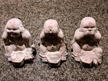 3 Boeddha beelden, tuinbeelden, Boeddha tuin, decoratiebeeld beschikbaar voor biedingen