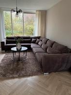 Bruine Vevet XL Hoekbank - Familiebank, Ophalen, 100 tot 125 cm, Hoekbank, 300 cm of meer