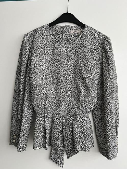 Peplum blouse zwart/witte all over bloemenprint maat S, Kleding | Dames, Blouses en Tunieken, Gedragen, Maat 36 (S), Overige kleuren