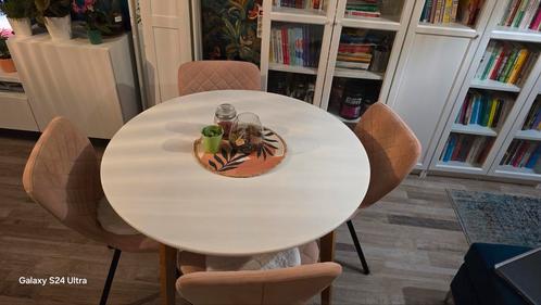 Ronde eettafel met 4 stoelen, Huis en Inrichting, Tafels | Eettafels, Gebruikt, 100 tot 150 cm, 100 tot 150 cm, Rond, Ophalen of Verzenden