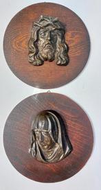 Retro jaren 30 sculpturen paneeltjes van Maria en Jezus, Ophalen of Verzenden