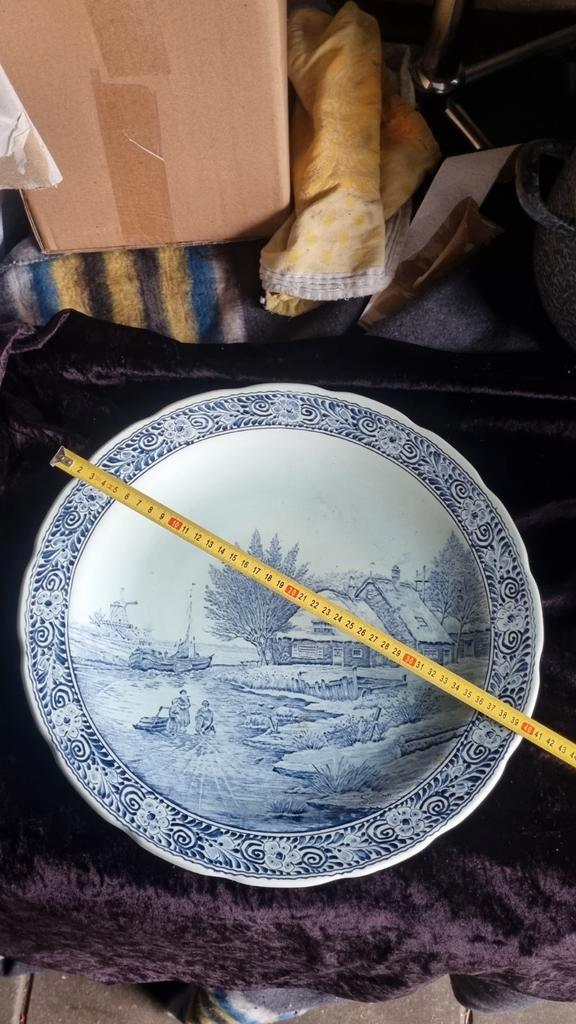 Groot Delfts Blauw Wandbord - 40 cm, Antiek en Kunst, Antiek | Wandborden en Tegels, Ophalen of Verzenden