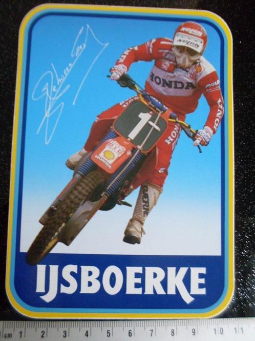 briefkaart sticker eric geboers ijsboerke motorcross cross, Verzamelen, Stickers, Zo goed als nieuw, Sport, Ophalen of Verzenden