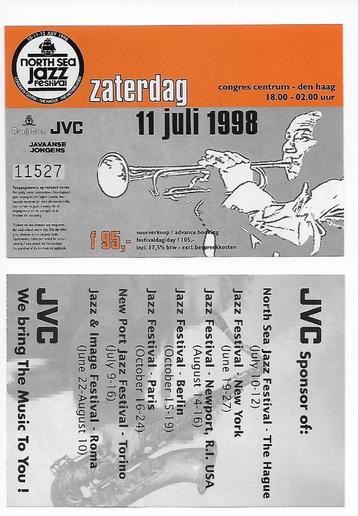 North Sea Jazz Festival, toegangskaartjes uit 1998