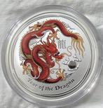 Australië Lunar II 2012 8$  Rode Draak Zilver 5 oz, Verzenden, Losse munt, Zilver