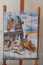 Schilderij hout landschap, Antiek en Kunst, Ophalen of Verzenden