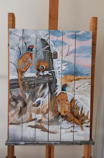 Schilderij hout landschap beschikbaar voor biedingen