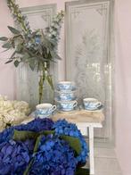 Antieke vogel porseleinen kop en schotels lichtblauw 1890, Ophalen of Verzenden