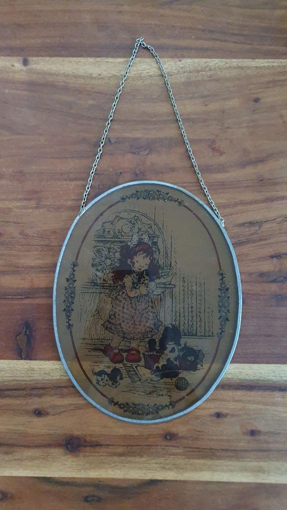 Vintage Sarah Kay raamdecoratie glas in lood. 5C8, Huis en Inrichting, Woonaccessoires | Overige, Gebruikt, Ophalen of Verzenden