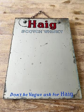 Originele vintage jaren 50 Haig Whisky reclame-wandspiegel beschikbaar voor biedingen