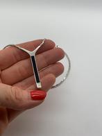 T301 Prachtige zilveren ketting met modernist hanger, Sieraden, Tassen en Uiterlijk, Antieke sieraden, Ophalen of Verzenden, Zilver