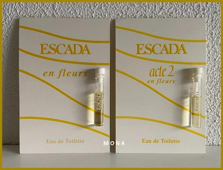 EscadaEn Fleurs set 2 parfum samples proefjes testers, Verzamelen, Parfumverzamelingen, Nieuw, Proef of Tester, Gevuld, Verzenden
