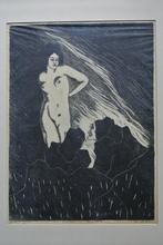 houtsnede Jeanne d'Arc gesigneerd, Antiek en Kunst, Kunst | Etsen en Gravures, Ophalen of Verzenden