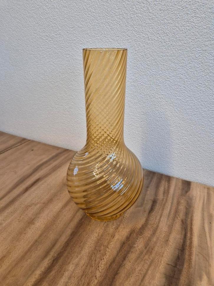 Vintage Amberkleurige Glazen cilinder voor olielamp, Antiek en Kunst, Antiek | Glas en Kristal, Ophalen of Verzenden