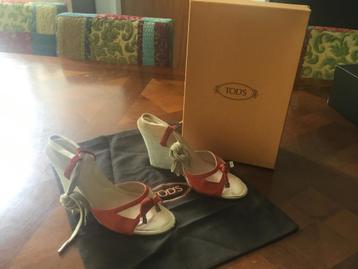 Tod’s sandalen met sleehak, rood/oranje, maat 37,5 beschikbaar voor biedingen