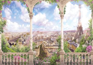 Parijs uitzicht 3D Fotobehang, Paris view, *Fotobehang4you beschikbaar voor biedingen