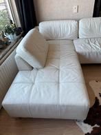 Roomwitte leren loungebank, Huis en Inrichting, Banken | Bankstellen, Ophalen, Gebruikt, Hoekbank, 300 cm of meer