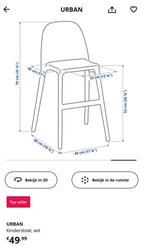 Witte Urban Kinderstoel - 2x, Huis en Inrichting, Stoelen, Ophalen, Kunststof, Twee, Wit