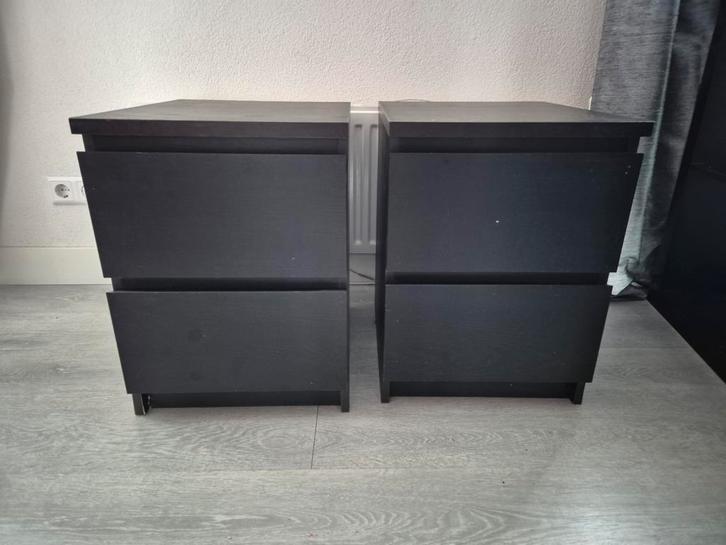 Ikea malm 2 stuks ladekas nachtkastjes 40x55x48 zwart bruin, Huis en Inrichting, Kasten | Ladekasten, Zo goed als nieuw, Minder dan 100 cm