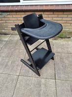 Stokke tafelblad en babyset, zwart, origineel, Ophalen of Verzenden, Gebruikt, Meegroeistoel, Stoelverkleiner