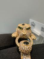 14k Gouden Panter Armband, Ophalen of Verzenden, Zo goed als nieuw, 17 tot 18, Met edelsteen
