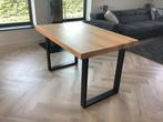 Eettafel met massief eikenhouten blad, Huis en Inrichting, Tafels | Eettafels, Ophalen, 100 tot 150 cm, Eikenhout, 50 tot 100 cm