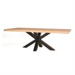 Boomstam tafel met spinpoot 300x100 Eiken hout, 200 cm of meer, Nieuw, 100 tot 150 cm, Rechthoekig