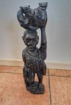 Afrikaans beeld Jager met olifant ebbenhout, Antiek en Kunst, Kunst | Beelden en Houtsnijwerken, Ophalen of Verzenden