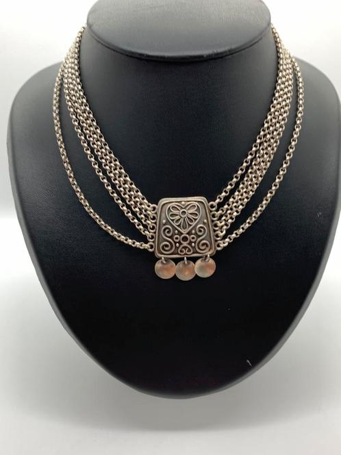 S643 Prachtig zilveren collier Noors ontwepr, Sieraden, Tassen en Uiterlijk, Antieke sieraden, Ketting, Zilver, Ophalen of Verzenden
