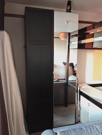 Ikea Pax Kledingkast Zwart/Spiegel 100x60x236 cm - afbeelding 1