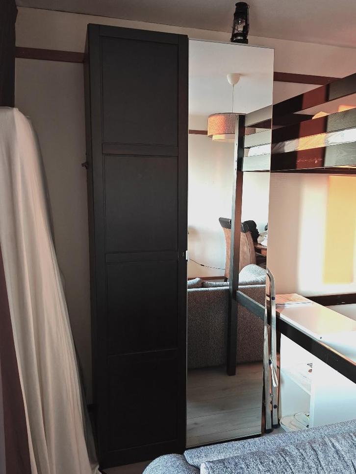 Ikea Pax Kledingkast Zwart/Spiegel 100x60x236 cm, Huis en Inrichting, Kasten | Kledingkasten, Gebruikt, 200 cm of meer, 100 tot 150 cm