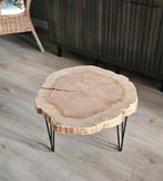 Bijzettafel / Salontafeltje Nieuw Boomstam Hout, Ophalen, Minder dan 45 cm, Rond, Nieuw