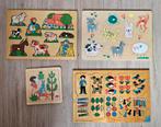 4 houten puzzels, dieren, boerderij, tellen, Ophalen of Verzenden, Minder dan 10 stukjes, 6 maanden tot 2 jaar, Van hout