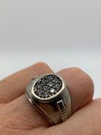 X864 Prachtige zilveren zegelring maat 20, Sieraden, Tassen en Uiterlijk, Ringen, Met strass, 20 of groter, Ophalen of Verzenden