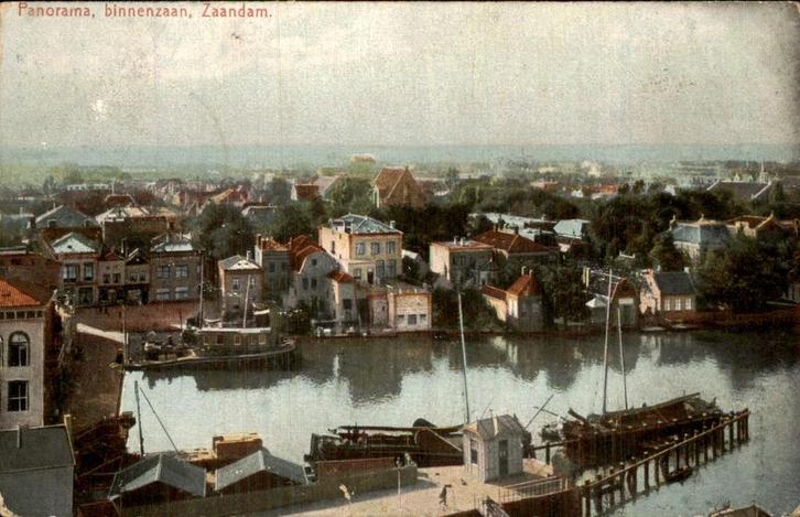 Panorama- Binnenzaan, Verzamelen, Ansichtkaarten | Nederland, Gelopen, Noord-Holland, Voor 1920, Ophalen of Verzenden